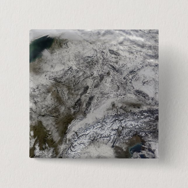 Snow in Europe 2 Inch Square Button (Front)