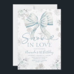 Snow In Love Blue Bow Silver Snowflake Birthday Invitation<br><div class="desc">EDITABLE Snow In Love Blue Bow Silver Snowflake Birthday Invitation
Elegant Blue Bow Winter Onederland Christmas Season Girl 1st Birthday Invitation
Blue Bow Silver Snow Winter Onederland 1st Birthday
Perfect for welcoming winter and celebrating the birthday</div>