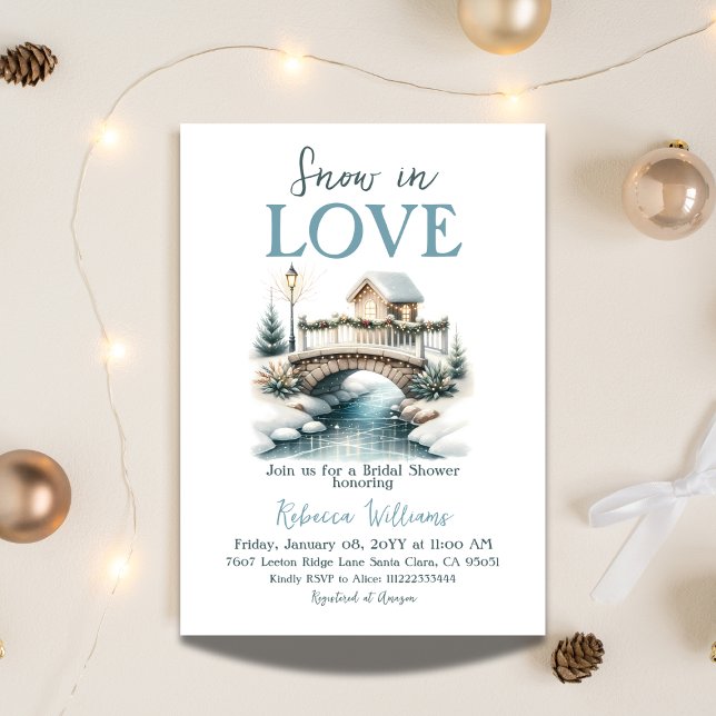 Snow in Love Blue Winter Bridal Shower Invitation (Creator Uploaded)