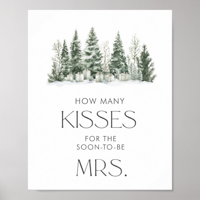 Snow In Love Bridal Shower How Many Kisses Poster (Front)