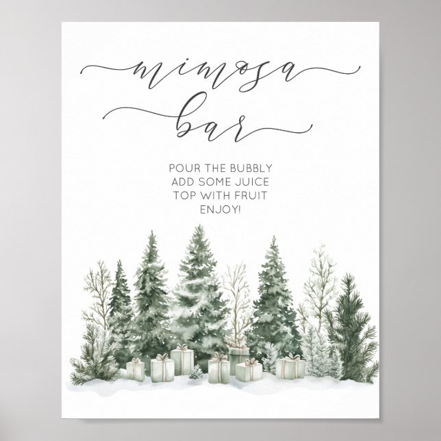 Snow In Love Bridal Shower Mim-osa Bar Poster (Front)