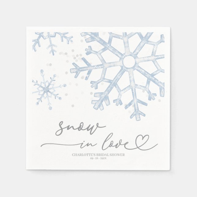 Snow In Love Bridal Shower Napkin (Front)
