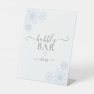 Snow in Love Bubbly Bar Pedestal Sign
