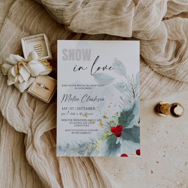 Snow in Love Christmas Bridal Shower Party Invitation (Creator Uploaded)