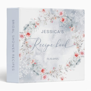 Snow in Love Dusty Blue Bridal Shower Recipe Book Binder
