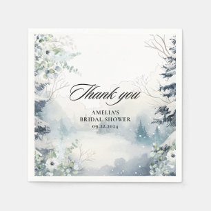 Snow in love dusty blue Winter Bridal Shower Napkin