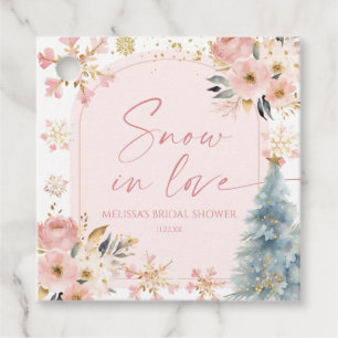 Snow In Love Pink Snowflake Winter Bridal Shower Favour Tags