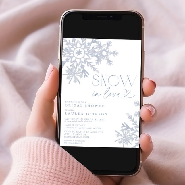 Snow in Love QR Snowflake Winter Bridal Shower Invitation (Creator Uploaded)