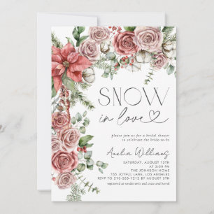 Snow in Love Red Pine Winter Flowers Invitation