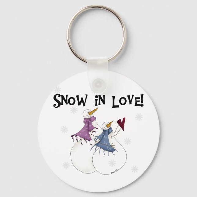 Snow in Love Snowman T-shirts and Gifts Keychain (Front)