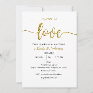 Snow in Love Wedding Invitation, Winter Wedding Invitation