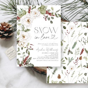 Snow in Love White Flowers Pine Winter Invitation