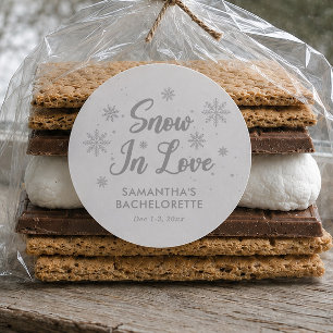 Snow in love White Winter Bachelorette Classic Round Sticker