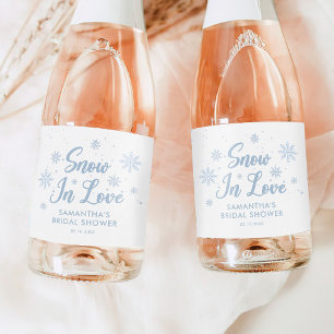 Snow In Love Winter Bridal Shower Champagne  Sparkling Wine Label