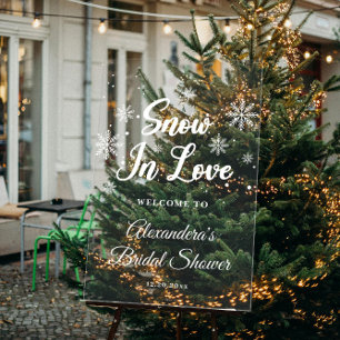 Snow in Love Winter Bridal Shower Welcome Acrylic Sign