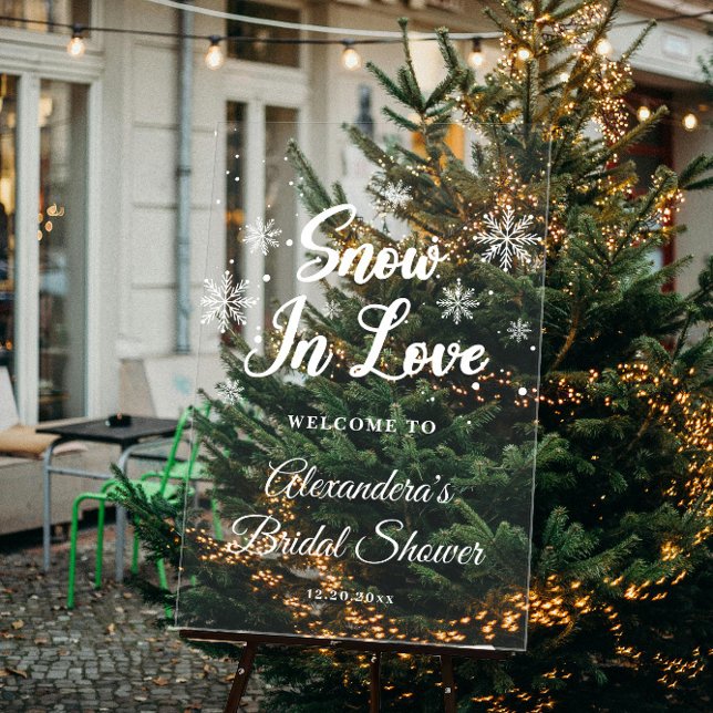 Snow in Love Winter Bridal Shower Welcome Acrylic Sign (Creator Uploaded)