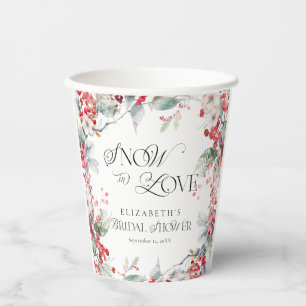 Snow in Love Winter Christmas Floral Bridal Shower Paper Cups