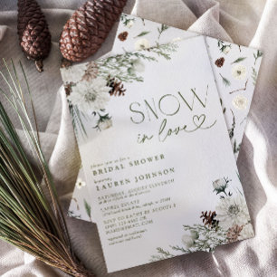 Snow In Love Winter Evergreen Bridal Shower Invitation