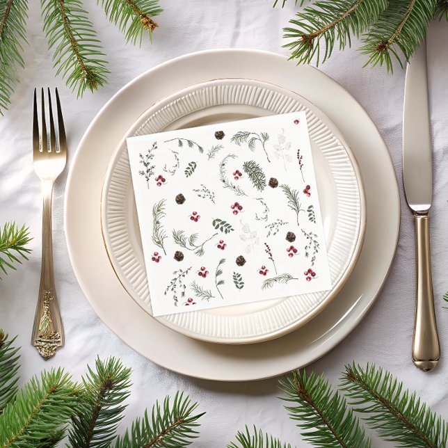Snow in Love Winter Floral Bridal Shower Napkin (Creator Uploaded)