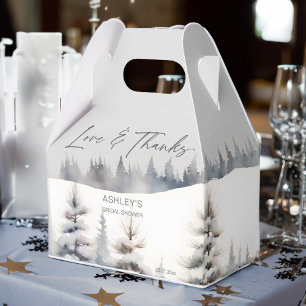 Snow in love winter pine forest bridal shower favo favor box