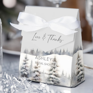 Snow in love winter pine forest bridal shower favo favor box