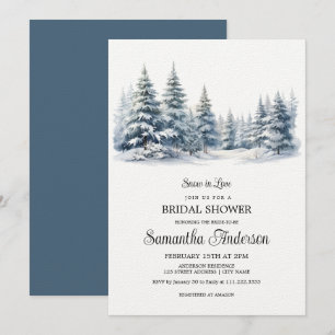 Snow in Love winter pine forest Bridal Shower Invitation
