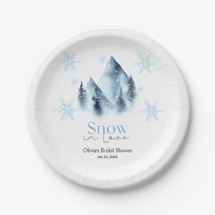 Snow in Love Winter Snowflakes Bridal Shower Paper Plate