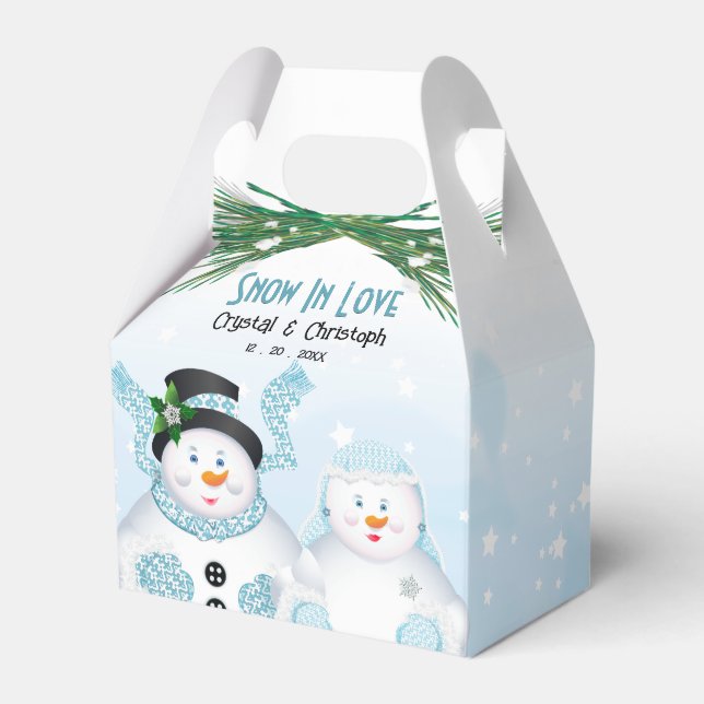 Snow In Love Winter Wedding Favor Box (Front Side)