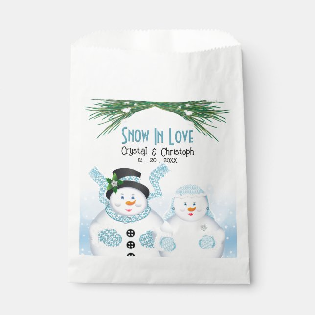Snow In Love Winter Wedding Favour Bag (Front)