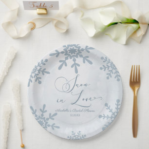Snow In Love Winter Wonderland Bridal Shower Paper Plate