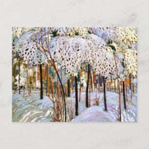 Snow in October, beautiful painting, Holiday Postcard