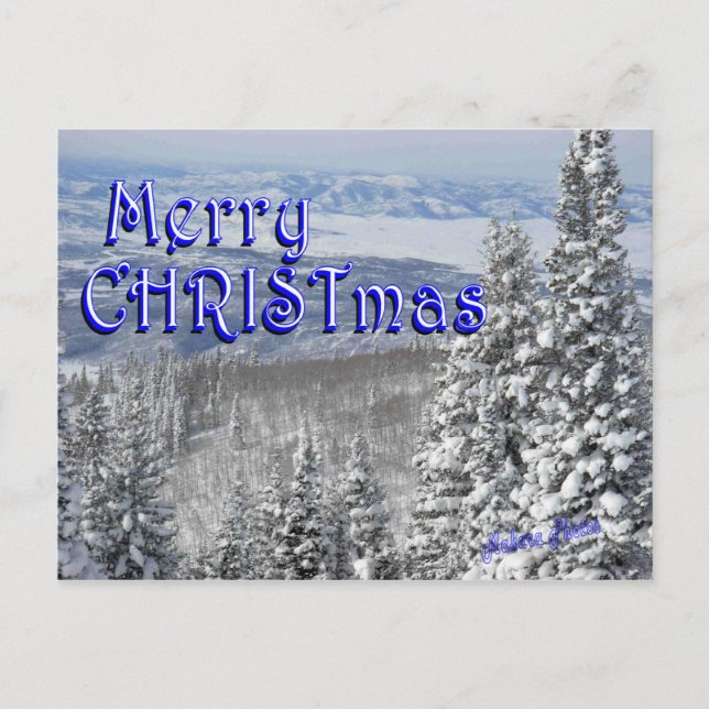 Snow in the Mountains-customize Holiday Postcard (Front)