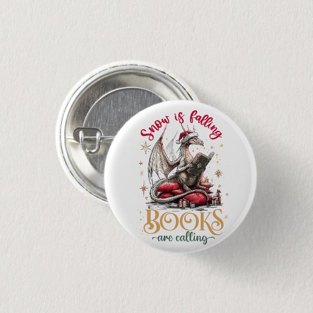 Snow Is Falling, Books Are Calling  1 Inch Round Button (Front & Back)