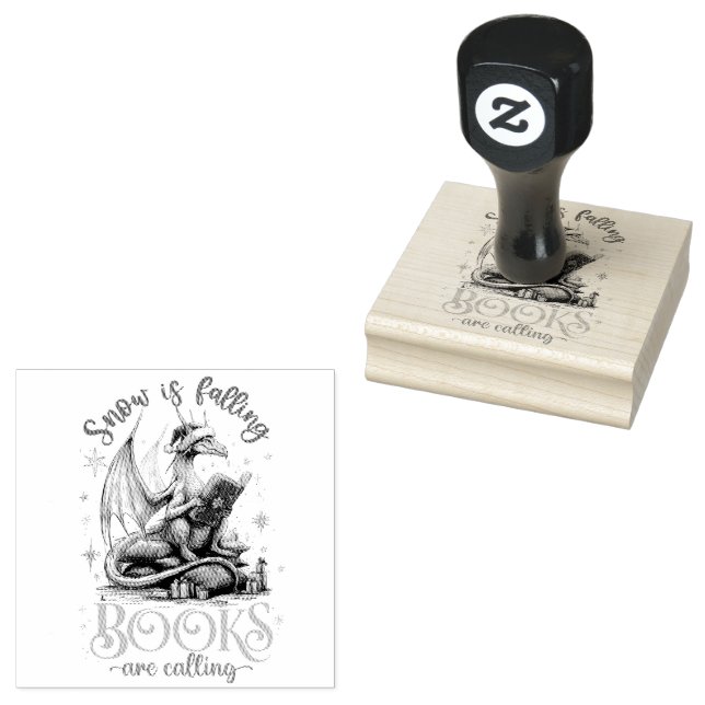 Snow Is Falling, Books Are Calling  Rubber Stamp (Stamped)