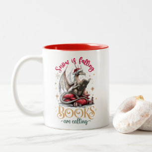 Snow Is Falling, Books Are Calling Two-Tone Coffee Mug