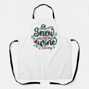 Snow is Falling Wine is Calling Christmas Apron