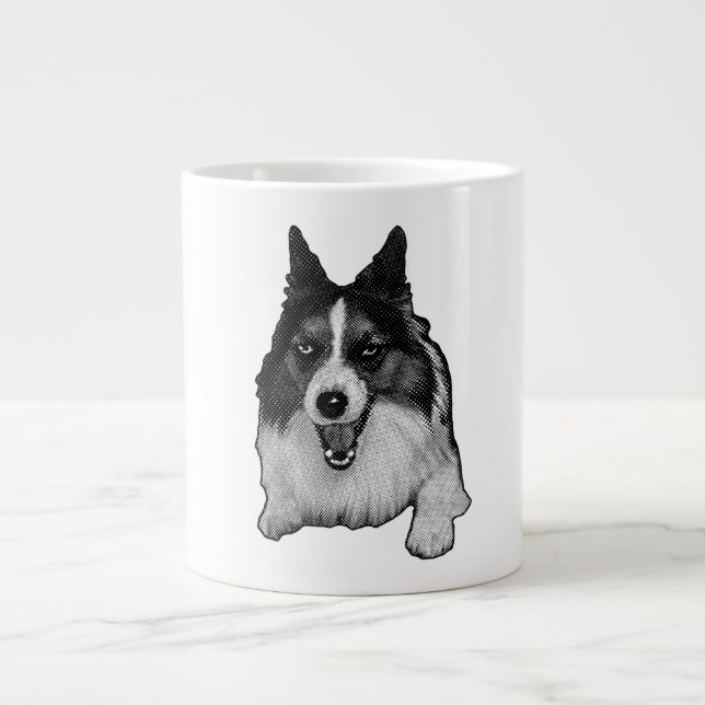 Snow‑Kissed Corgi Hello Large Coffee Mug (Front)