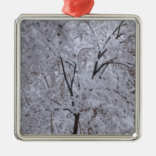 Snow-Laden Trees Metal Ornament
