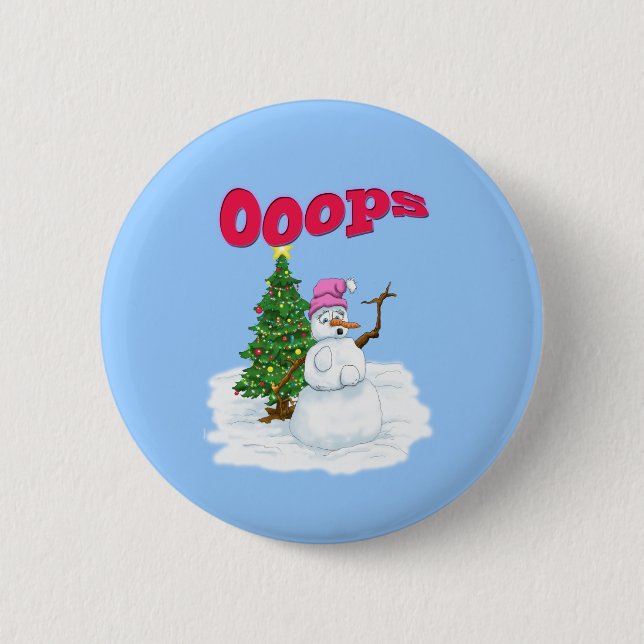Snow lady with christmas tree OOps 2 Inch Round Button (Front)