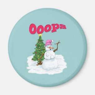 Snow lady with christmas tree OOps Magnet