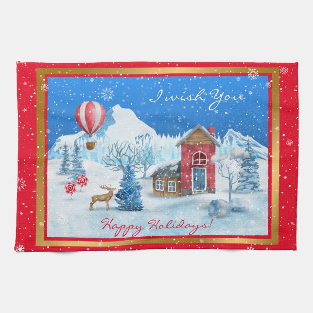 Snow Landscape Customize Kitchen Towel (Horizontal)