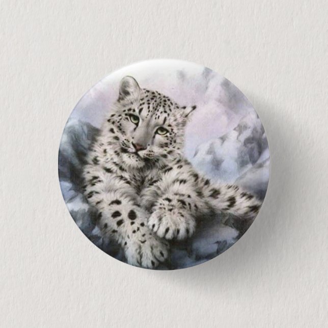 Snow leopard 1 inch round button (Front)