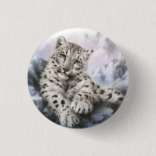 Snow leopard 1 inch round button
