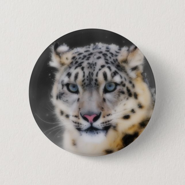 Snow Leopard 2 Inch Round Button (Front)