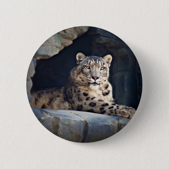 Snow Leopard 2 Inch Round Button (Front)
