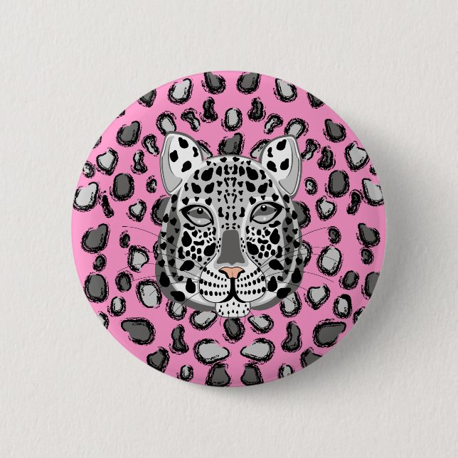 Snow Leopard 2 Inch Round Button (Front)