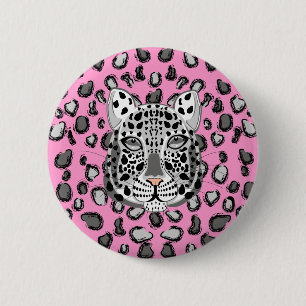 Snow Leopard 2 Inch Round Button