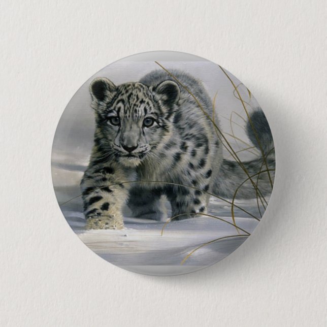Snow leopard 2 inch round button (Front)