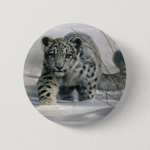 Snow leopard 2 inch round button
