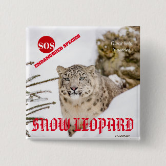Snow Leopard 2 Inch Square Button